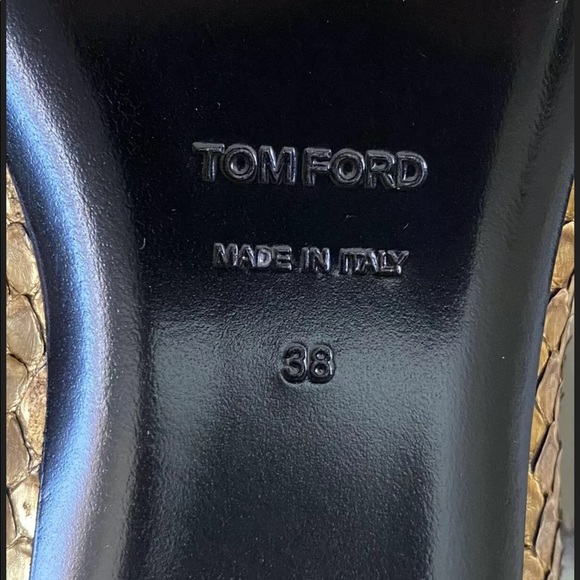 TOMFORD NIB Metallic Gold Python Flats - Picture 11 of 14